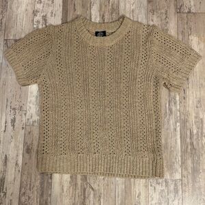 Bobeau Tan Knit Cropped Sweater